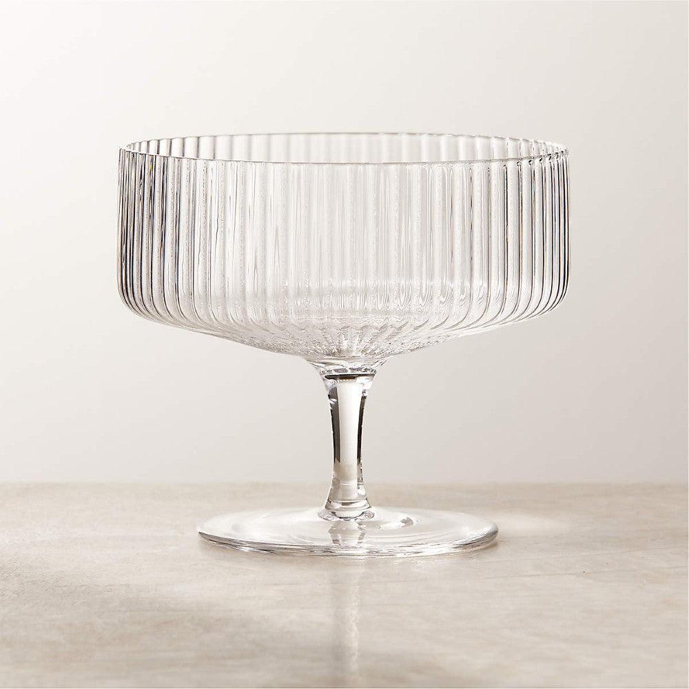 Textured Cocktail Glasses Set - Coupe Design with Optic Texture-Mineral Mug