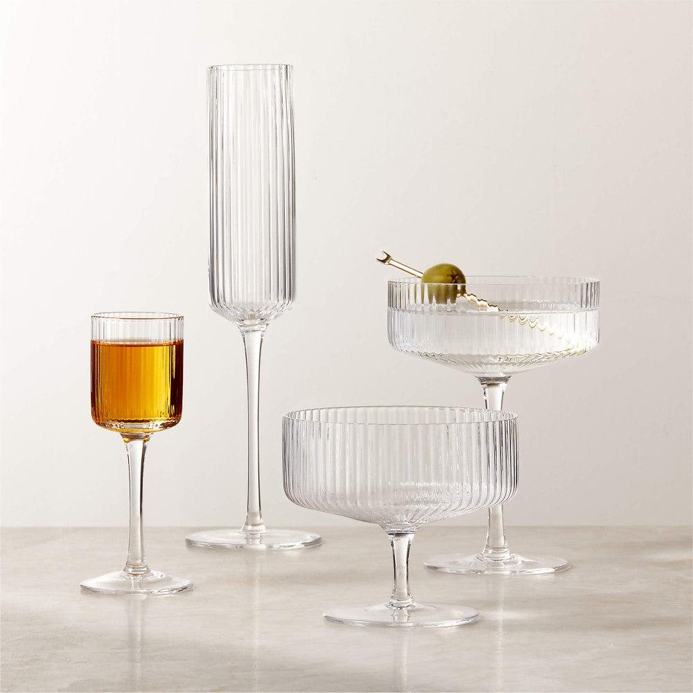 Textured Cocktail Glasses Set - Coupe Design with Optic Texture-Mineral Mug
