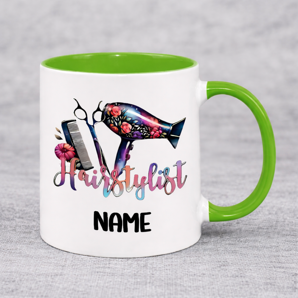 A Creative Hairstylist Ceramic Coffee Mug with a Double-Sided Design