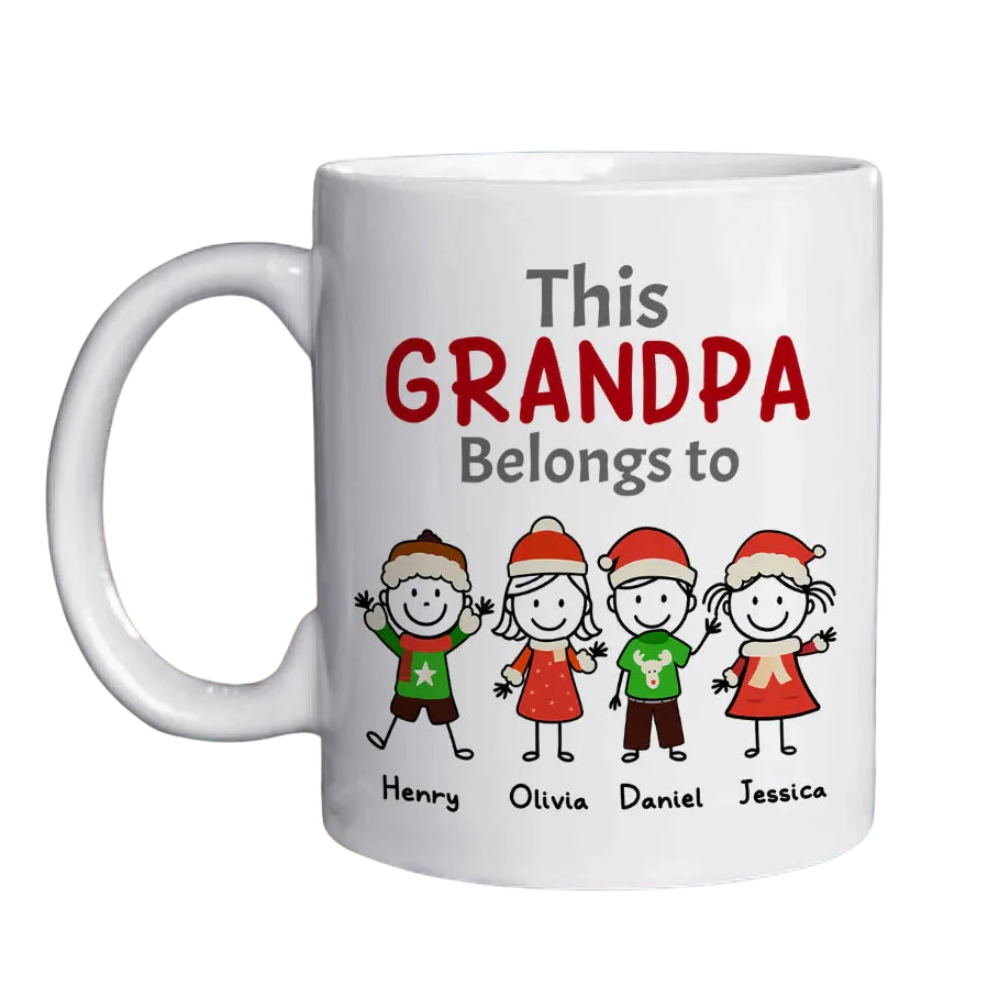 Personalized Grandpa Family Name Design Ceramic Coffee Mug