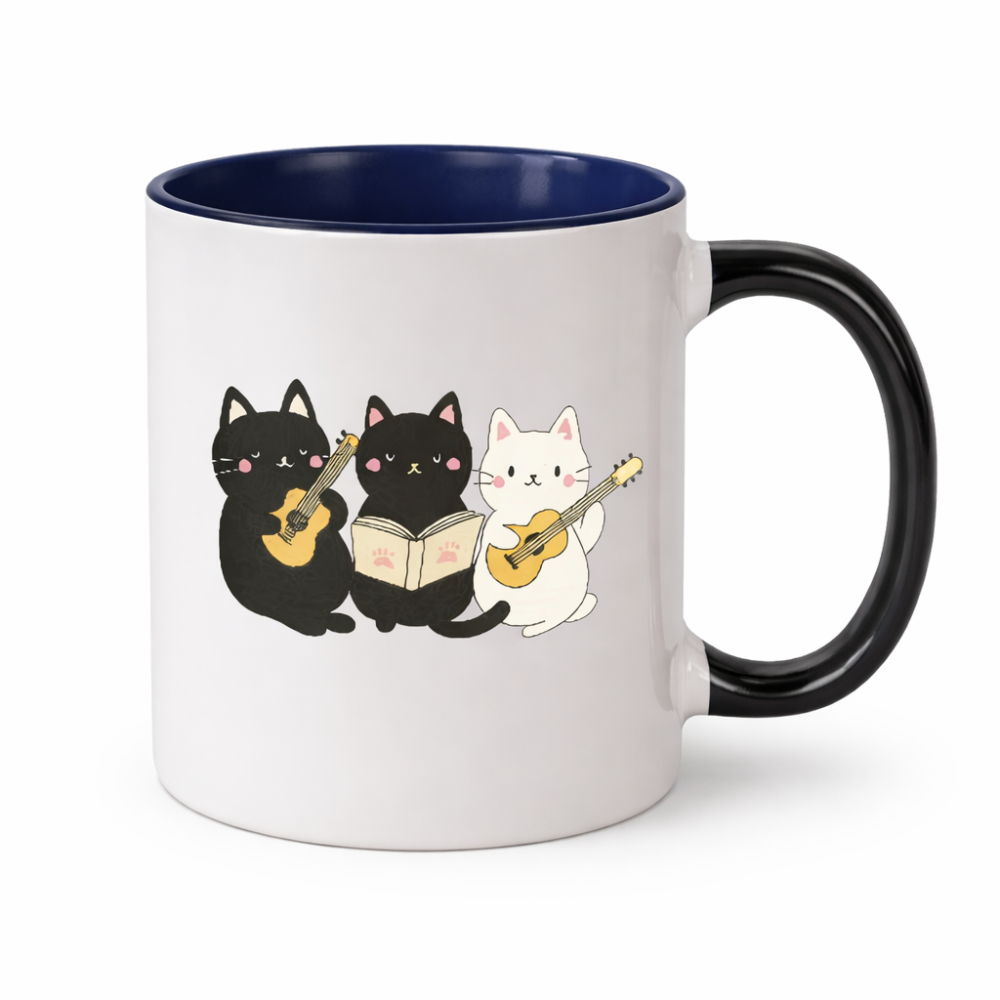 Cat Musician Graphic Themed 11oz Ceramic Coffee Mug