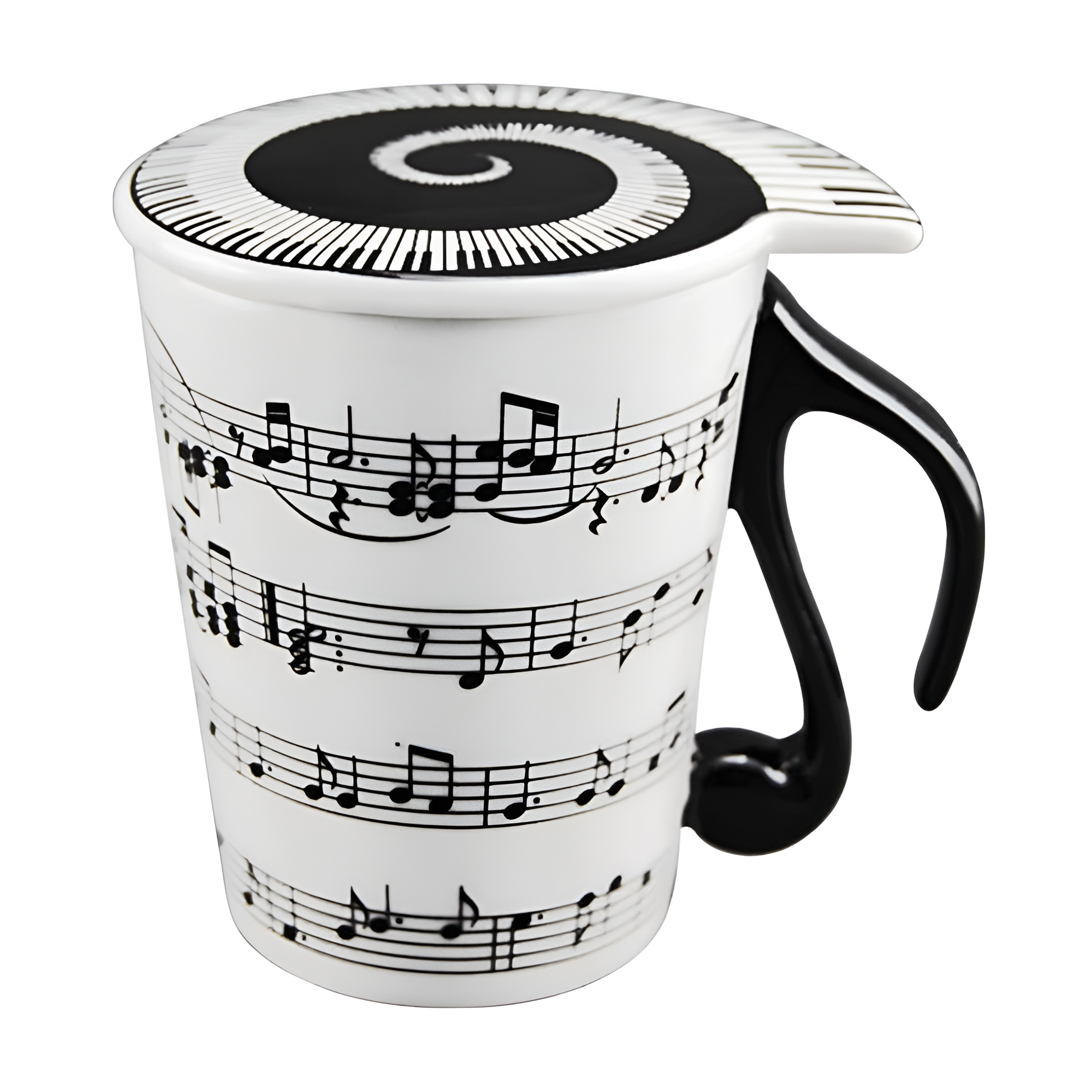 Music Notes Staves Text Printed Musician 11 Oz Coffee Mug with Lid