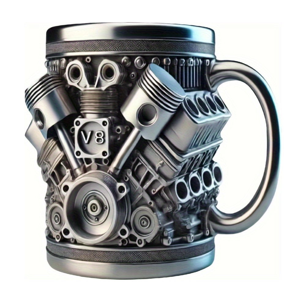 V8 Engine Design Themed 15oz Mechanic Coffee Mug