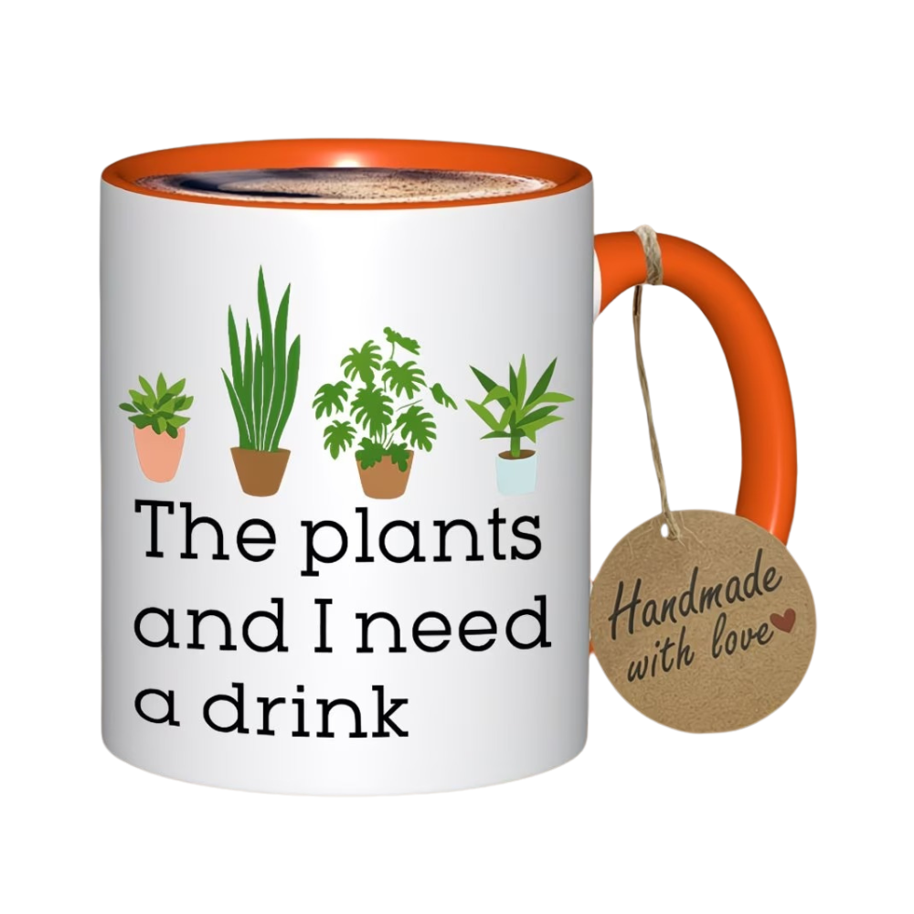 Botanical Theme Ceramic Coffee Cup With Funny Text Printed