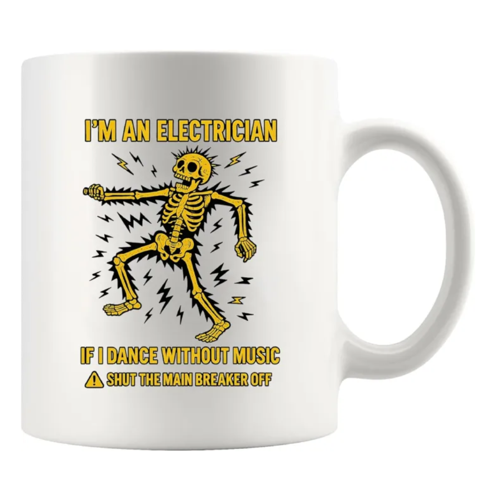 Funny Electrician Dance Themed With Warning Design Coffee Mug