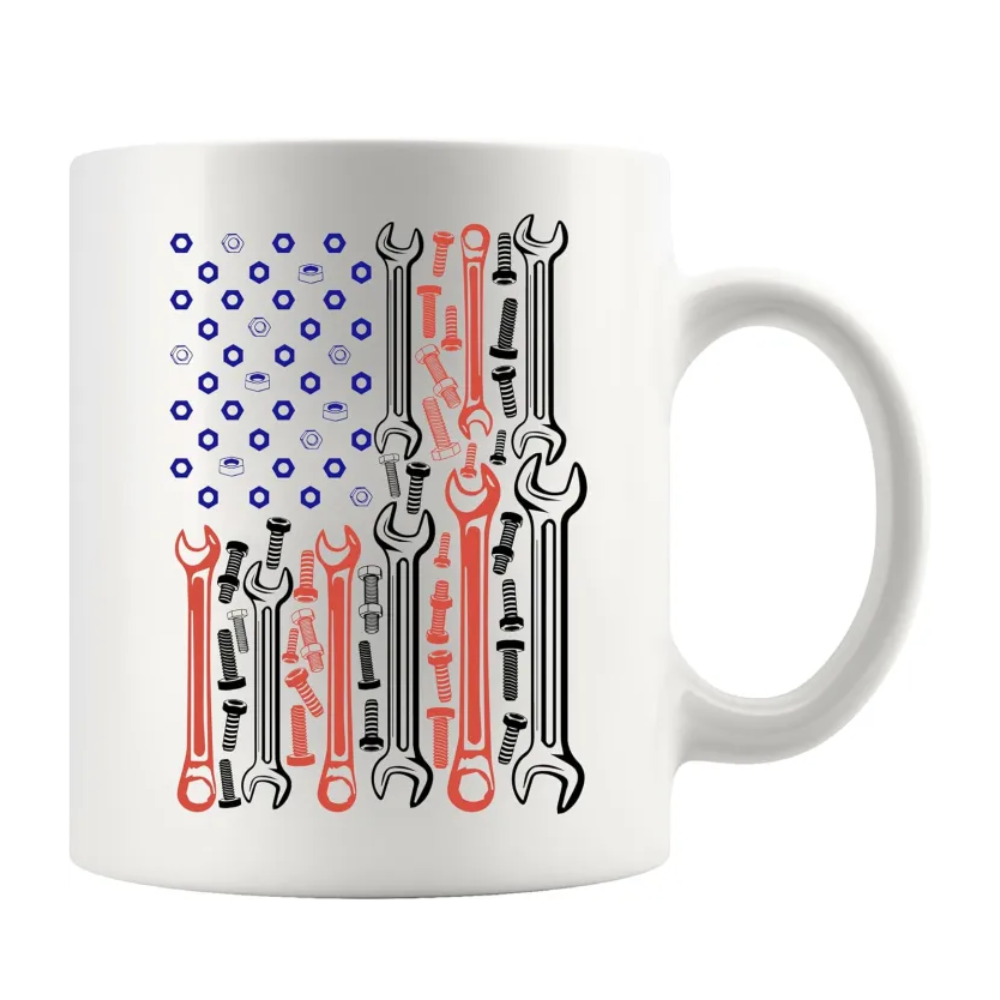 Mechanic American Flag Tools Coffee Mug