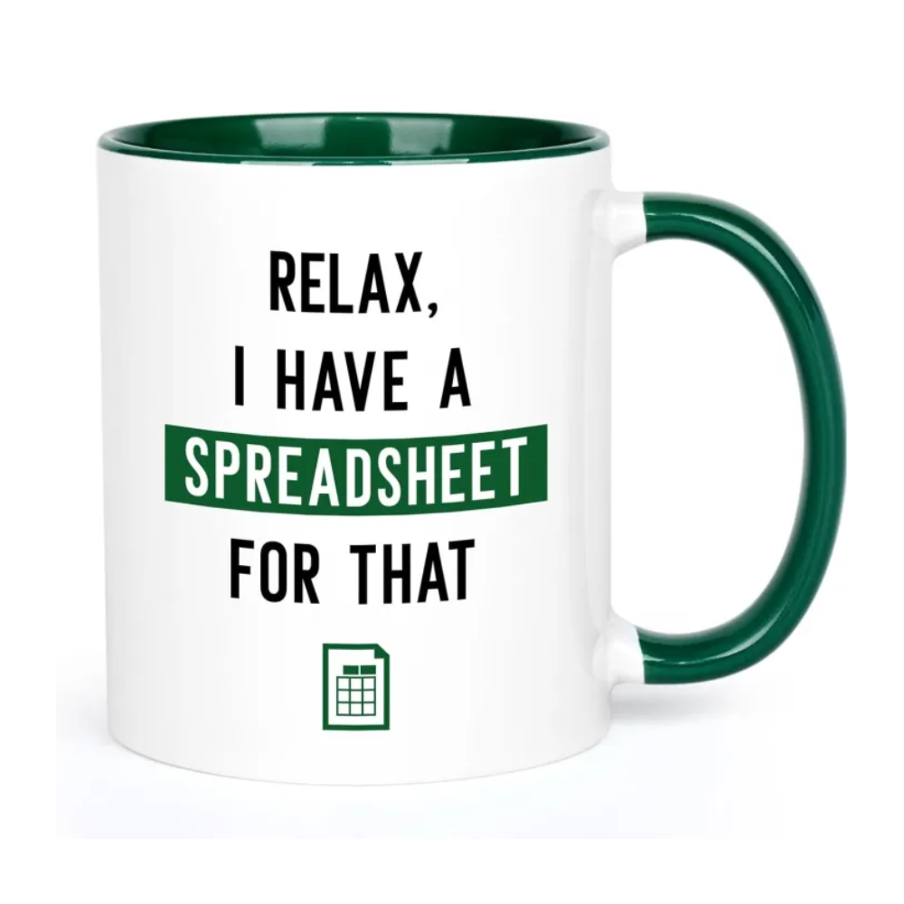 Funny Accountant Spreadsheet Text Printed Coffee Cup