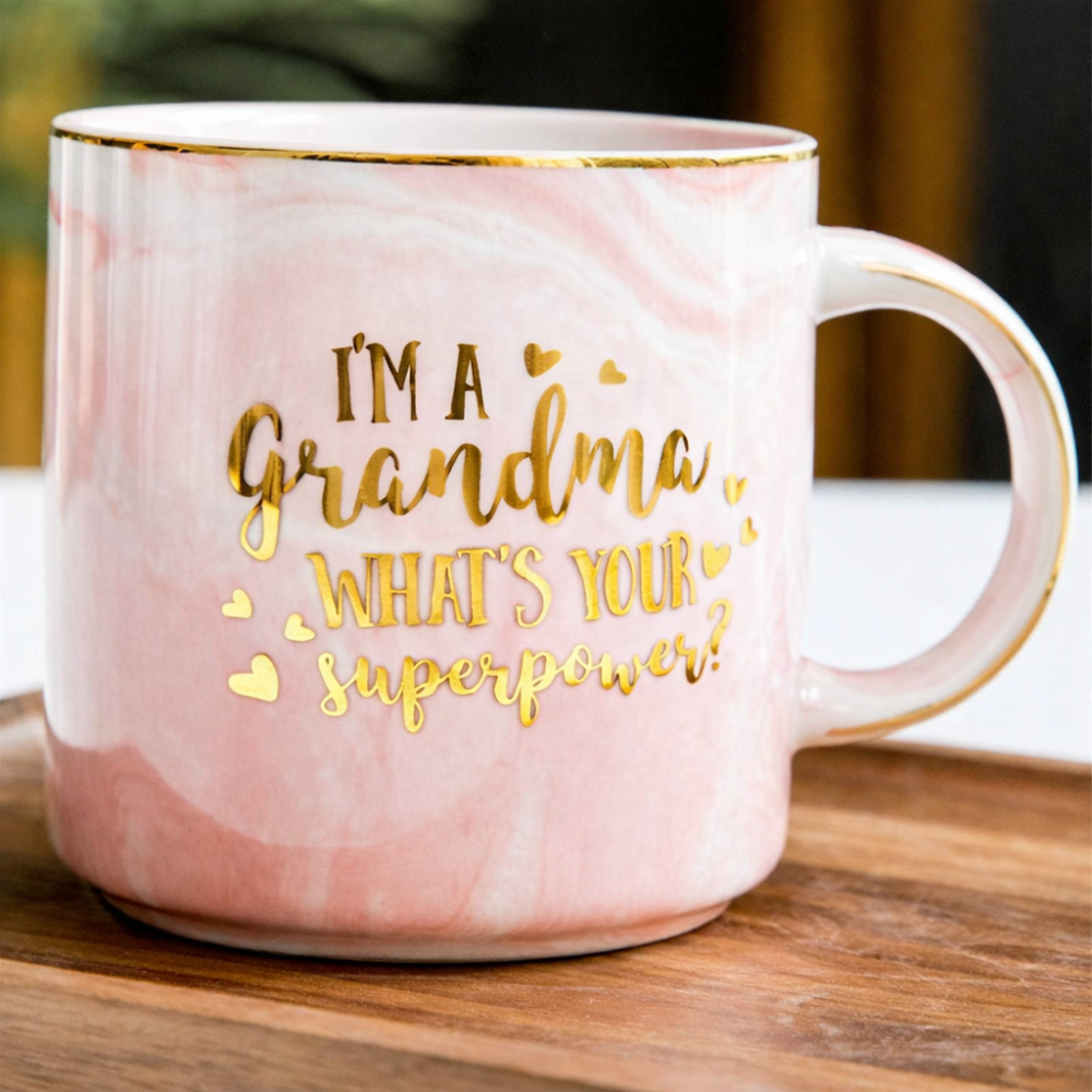 I Am A Grandma Printed Coffee Mug With Marble Effect