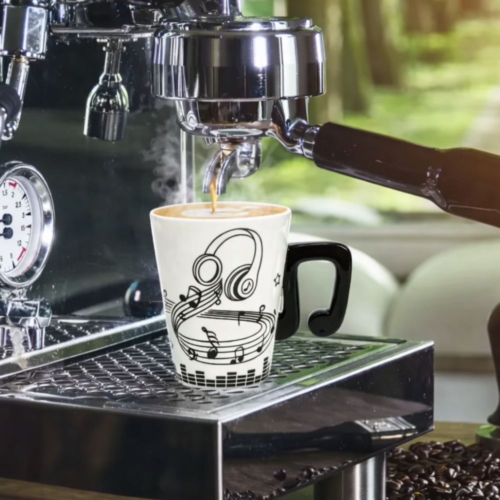 Pack Of 2 Headphones And Music Notes Themed Printed 13 Oz Coffee Mug