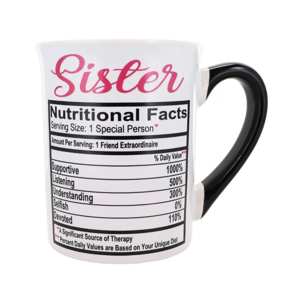 Sister Nutrition Facts Style Print 16oz Ceramic Coffee Mug