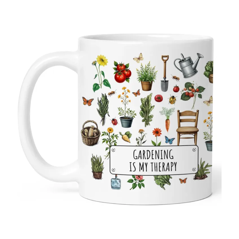 Gardening Is My Therapy Printed Coffee Mug