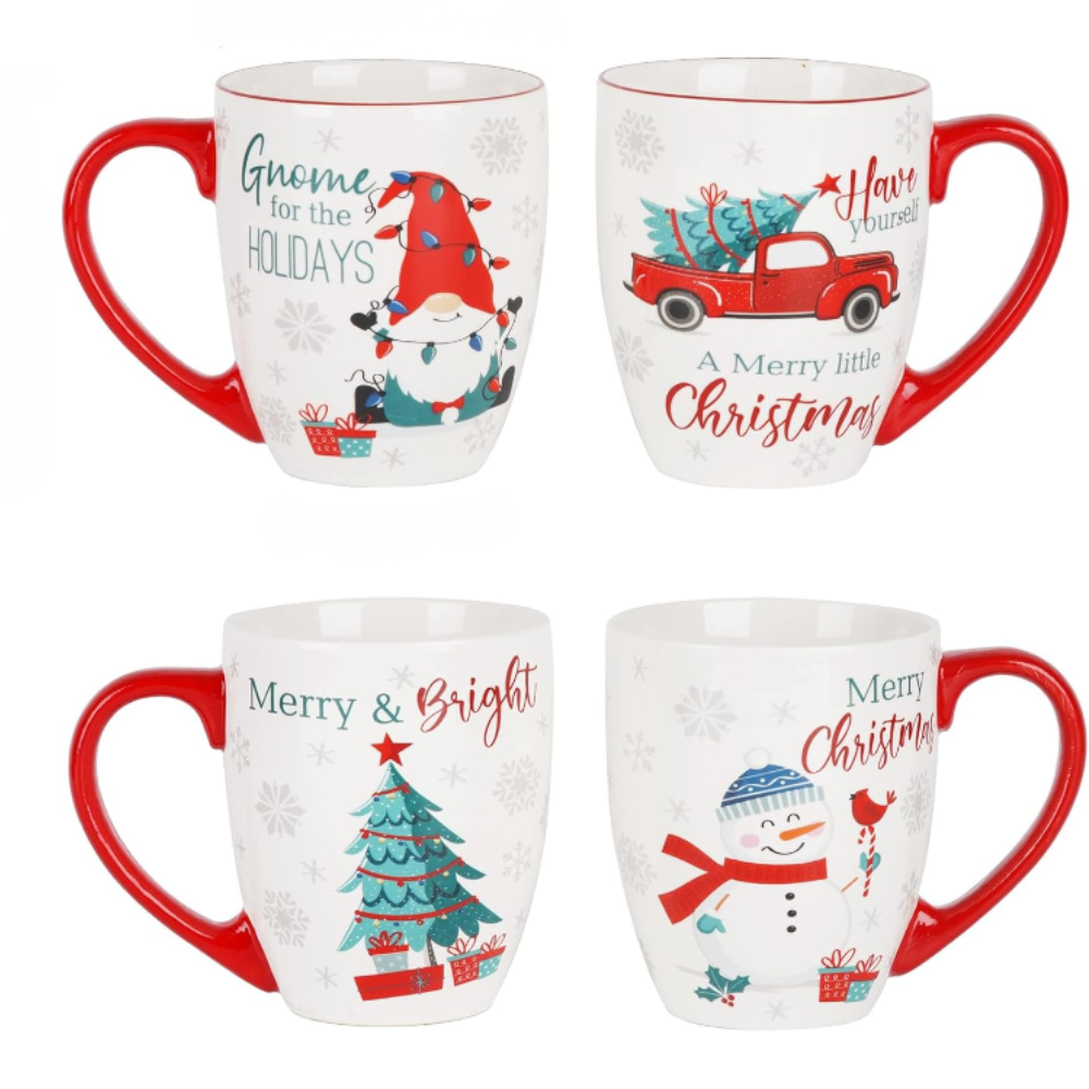  Set of 4 Porcelain Ceramic Christmas Mug