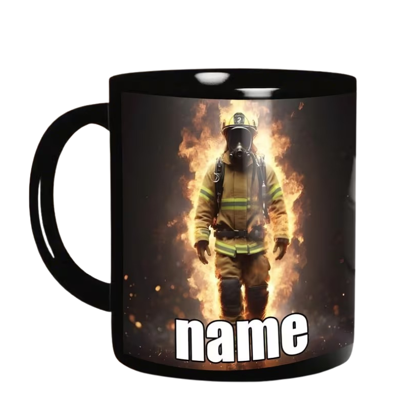 Heavy-Duty Ceramic Coffee Cup with Firefighter Hero Graphics