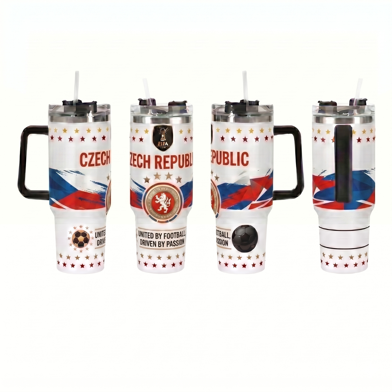 FIFA 2026 Czech Republic Soccer Sports Themed 40oz Tumbler With Straw And Lid