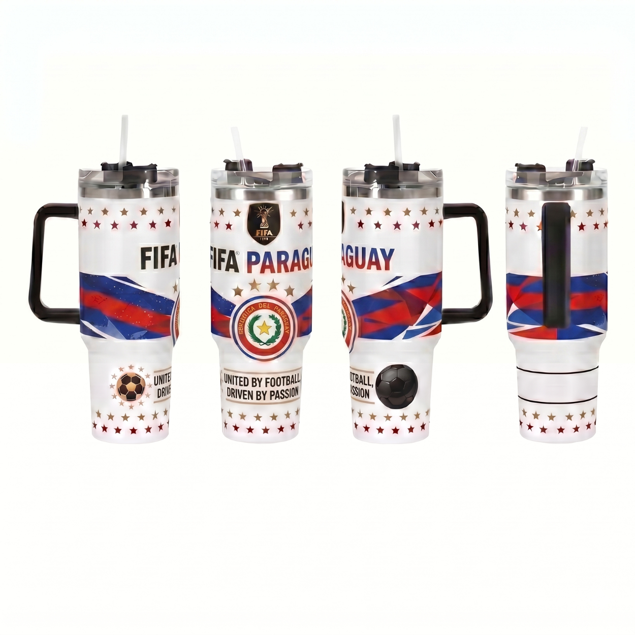 FIFA 2026 Paraguay Soccer Sports Themed 40oz Tumbler With Straw And Lid