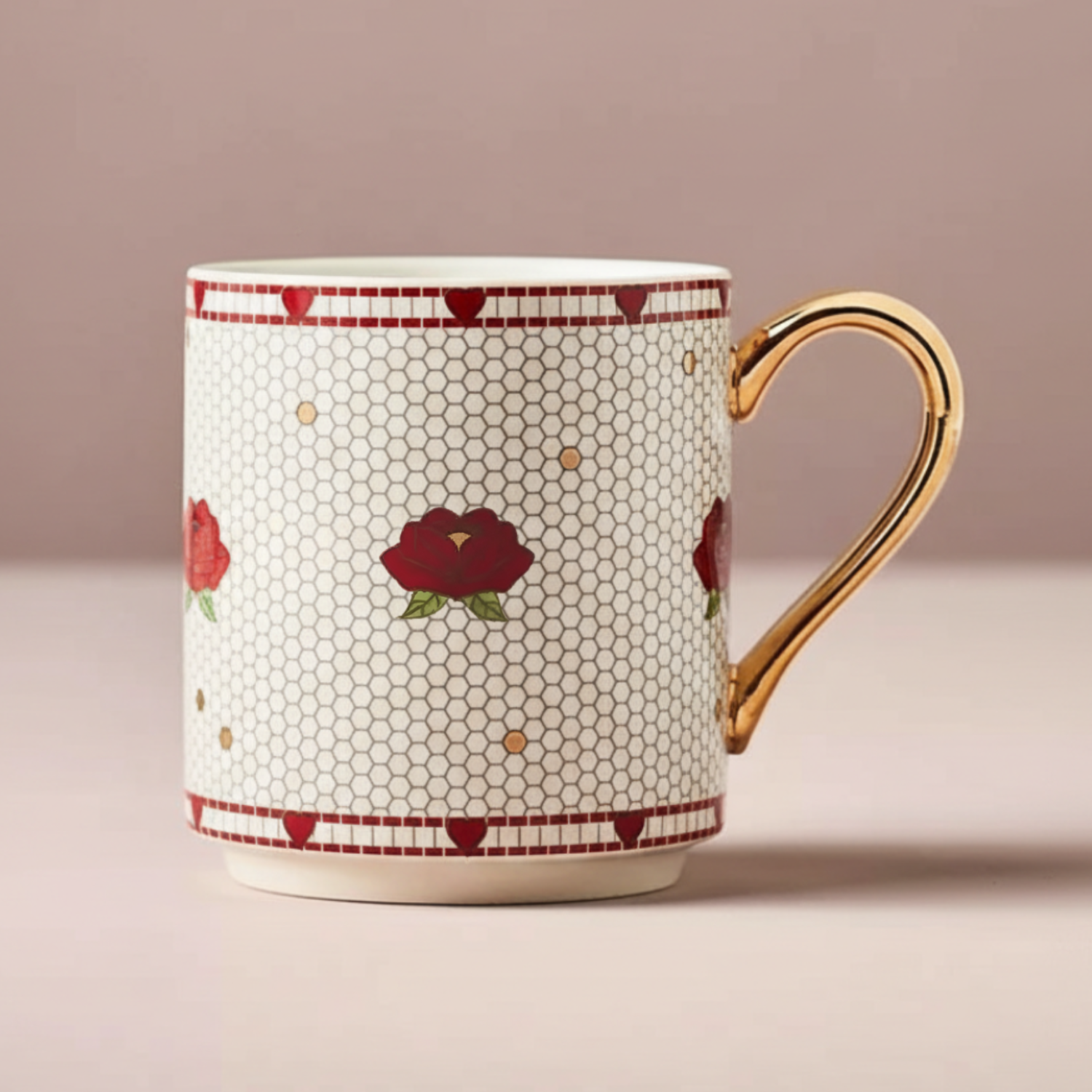 Tile Design Ceramic Coffee Mug For Valentines Day Gift