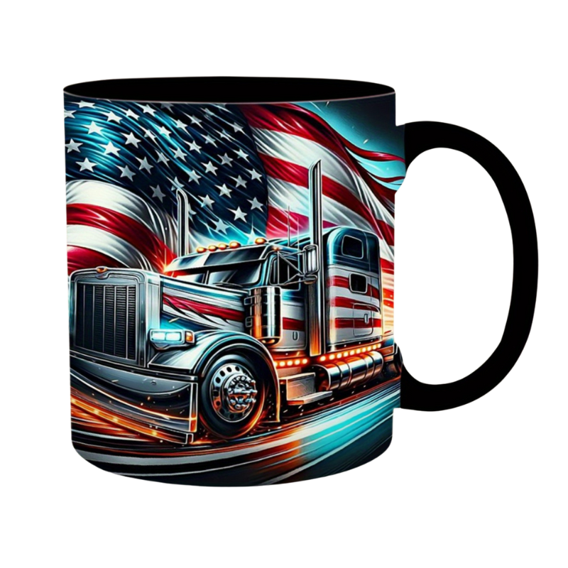 Truck Design 11oz Ceramic Coffee Mug  BPA Free Durable Vibrant Truck Illustration Perfect for Home