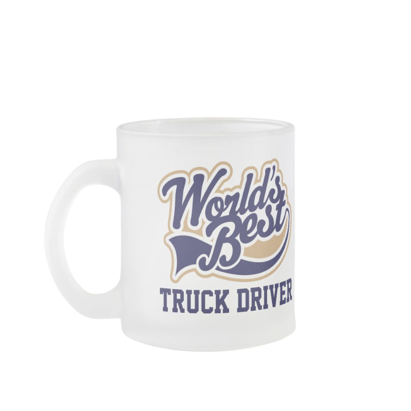 Frosted Glass Mug Truck Driver Worlds Best Gift for Him Coffee Mug