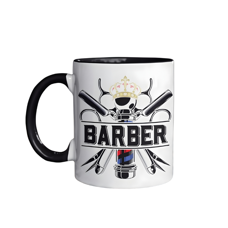 Barber Coffee Mug Barbershop Theme Gift for Hair Stylist Hair Cutter Appreciation Cup