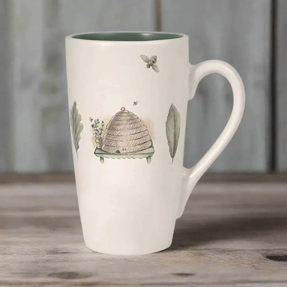 Stoneware Beehive Printed Latte Mug With 20 Ounce Capacity-Mineral Mug