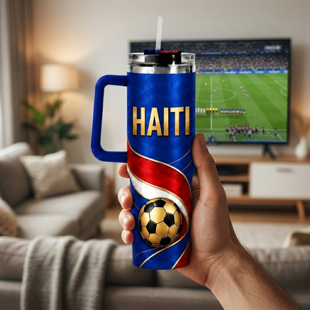 FIFA 2026 Haiti Football Sports All Over Printed 40oz Tumbler With Straw And Lid