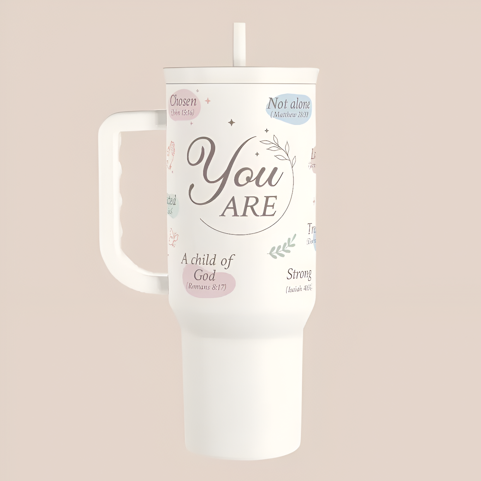  Tumbler with Handle & Straw, Easy-Clean, Cup Holder Friendly Base, Suitable for Outdoor Travel Office, Festive Christmas Gift