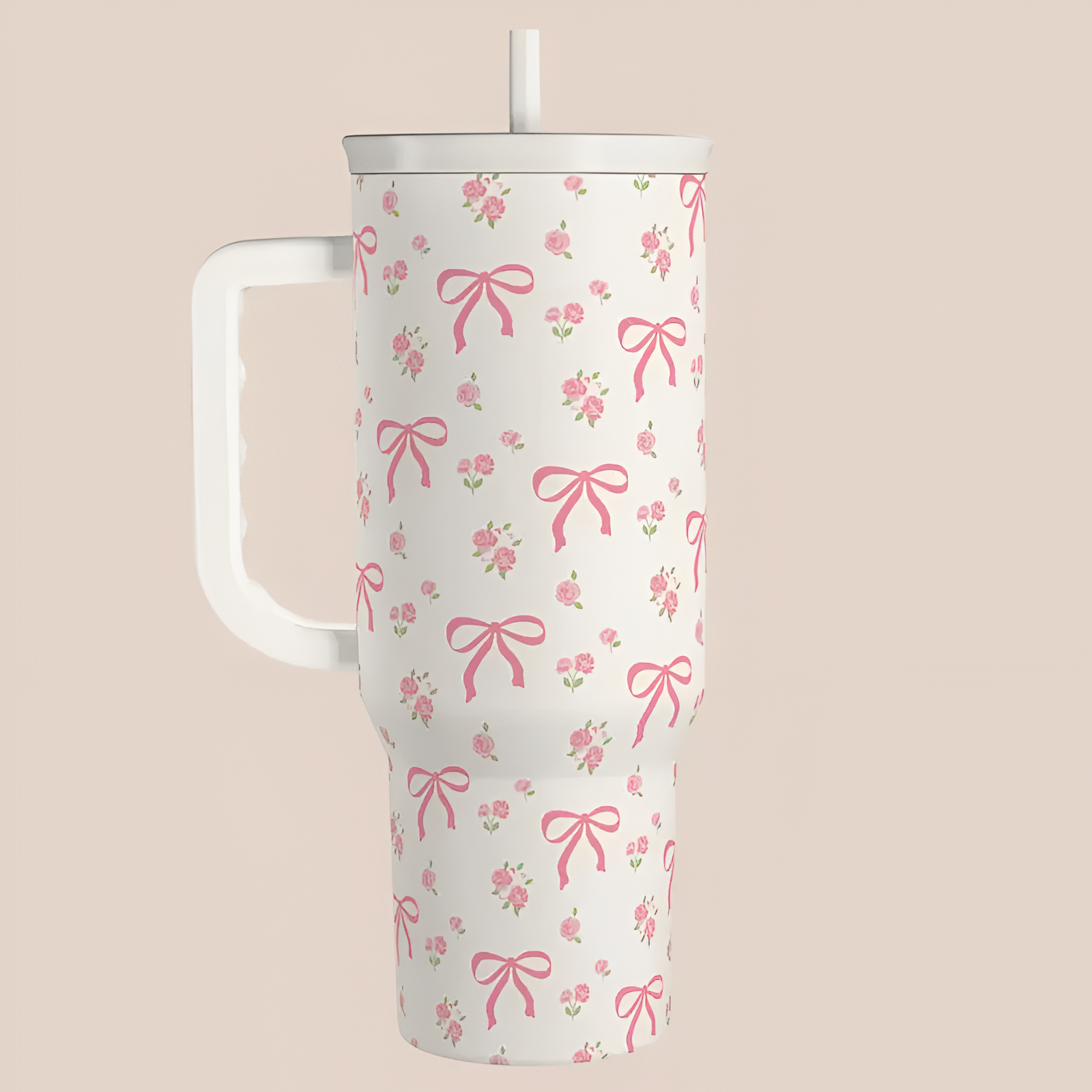  Tumbler with Handle & Straw, Easy-Clean, Cup Holder Friendly Base, Suitable for Outdoor Travel 