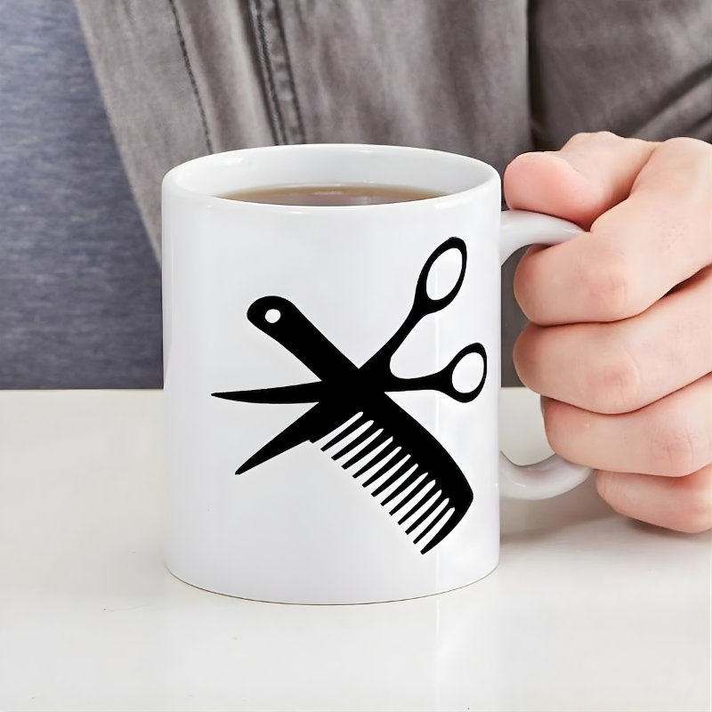 Hairdresser Barber Scissors Coffee Mug Ceramic Barber Appreciation Gift Cup