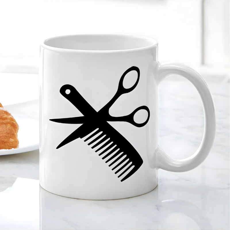 Hairdresser Barber Scissors Coffee Mug Ceramic Barber Appreciation Gift Cup