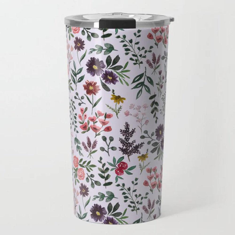 Watercolor Floral Printed Travel Mug – Stylish and Durable-Mineral Mug