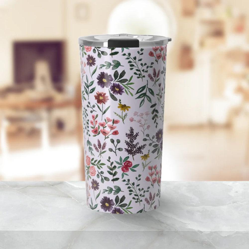 Watercolor Floral Printed Travel Mug – Stylish and Durable-Mineral Mug
