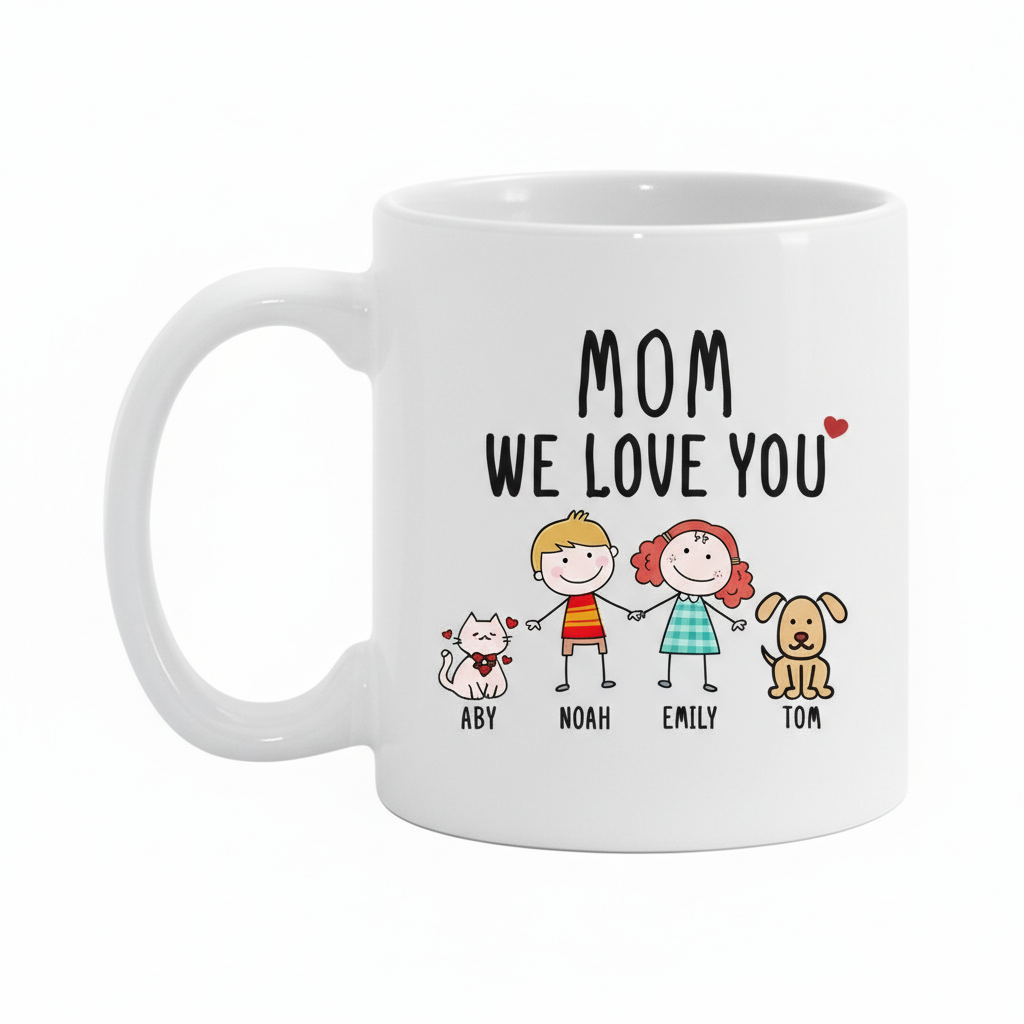 Personalized Mom We Care Message 11oz Ceramic Mug With Color Handle
