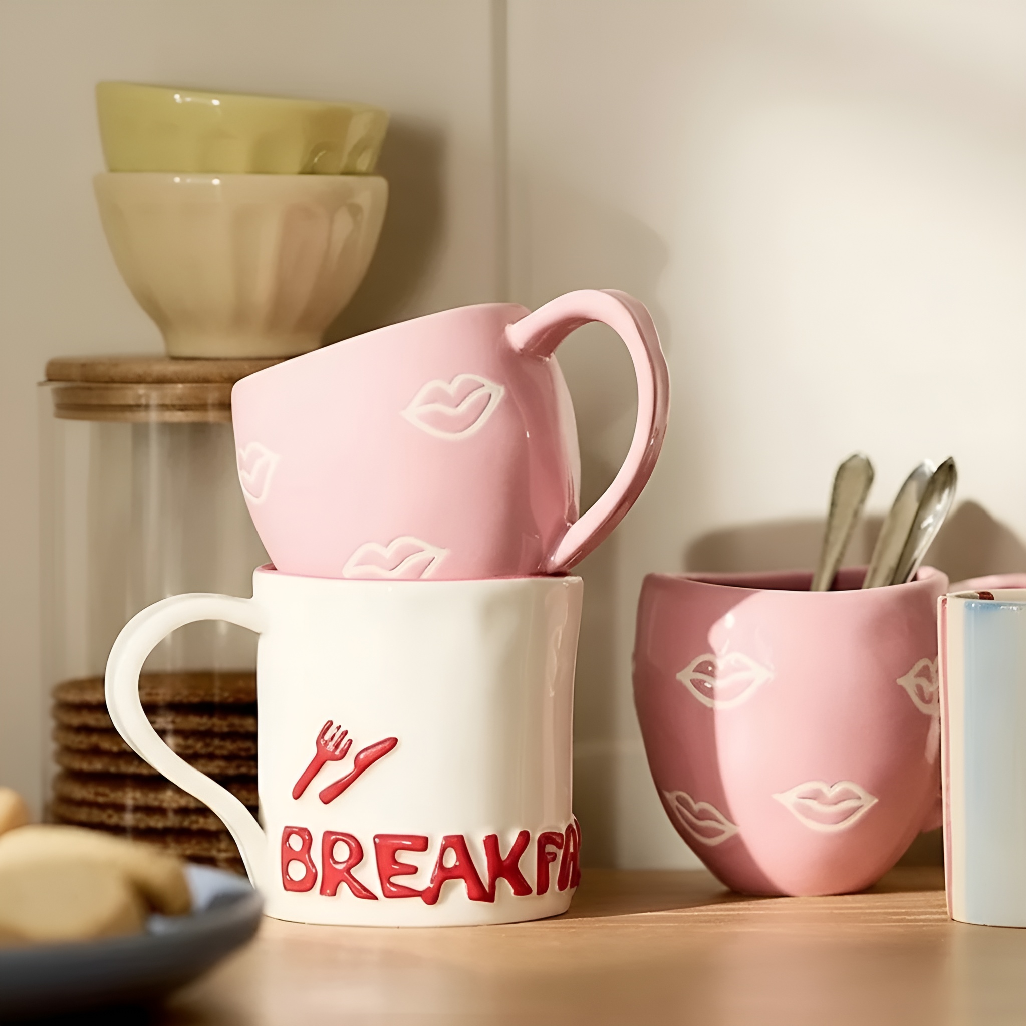 Valentines Themed Ceramic Mug Set With Saucer
