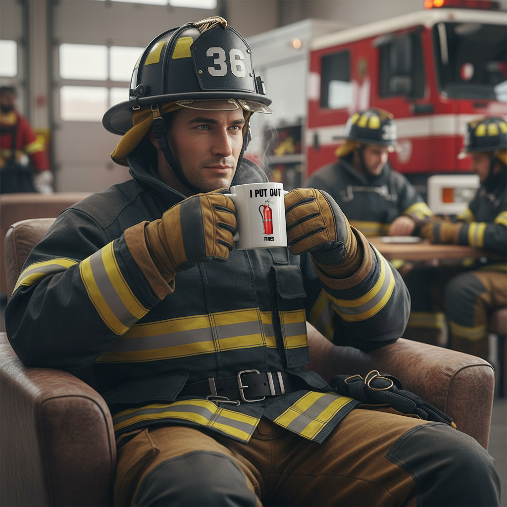I Put Out Fires Message Printed Ceramic Coffee Mug For Firefighter