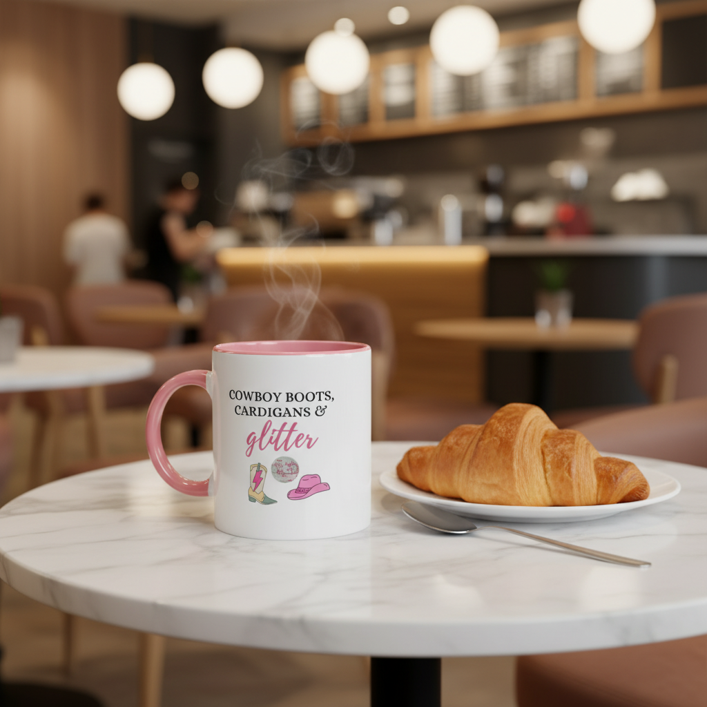 Cowboy Boots Cardigans Glitter Printed Mug