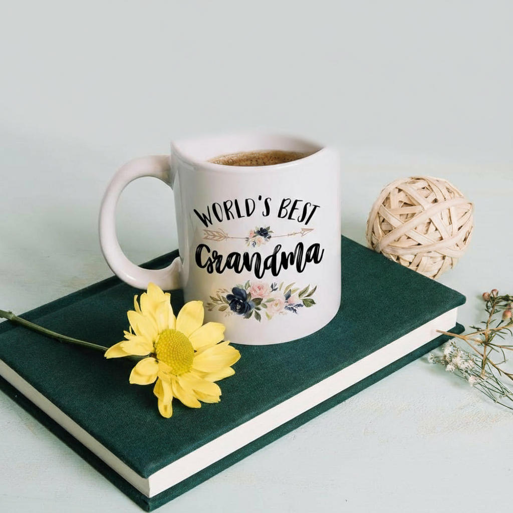 Coffee Mug For Grandma With Floral Design
