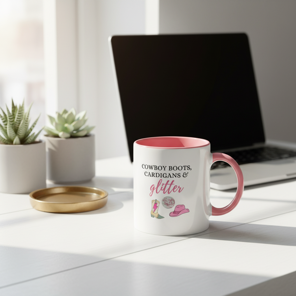 Cowboy Boots Cardigans Glitter Printed Mug
