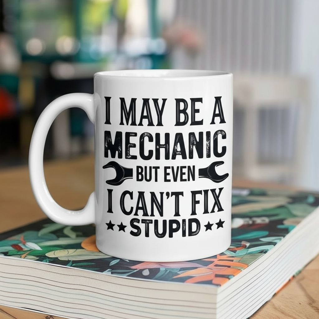 Funny Mechanic Mug Cant Fix Stupid Coffee Mugs Auto Mechanic Gift