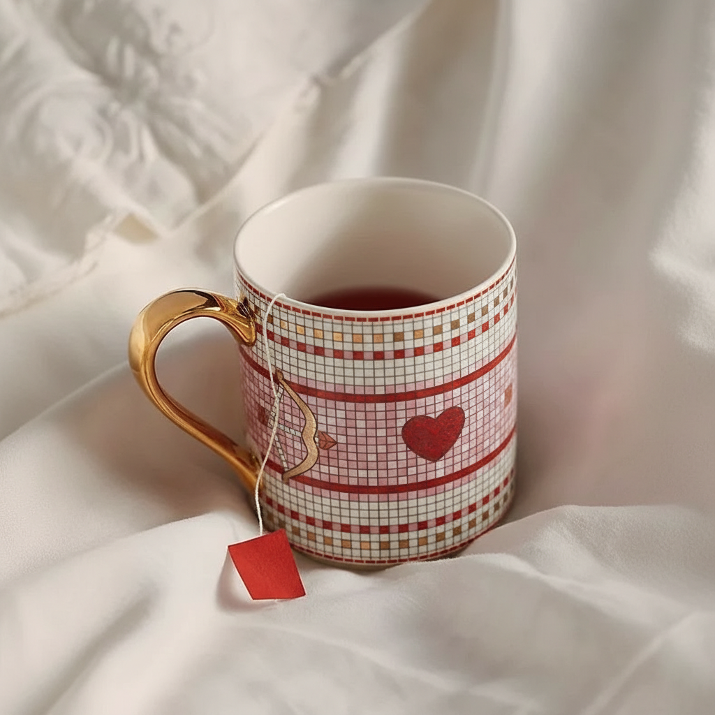 Tile Design Ceramic Coffee Mug For Valentines Day Gift