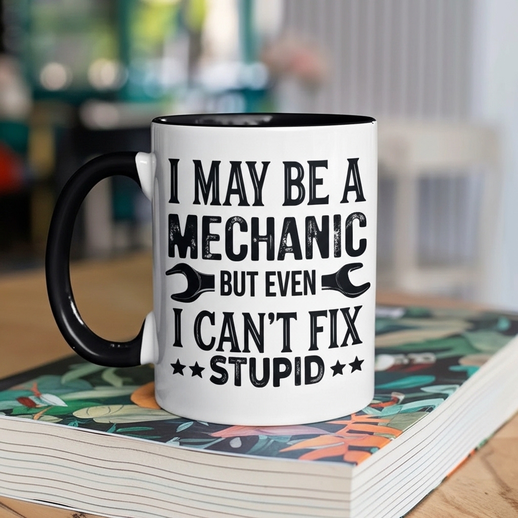 Funny Mechanic Mug Cant Fix Stupid Coffee Mugs Auto Mechanic Gift