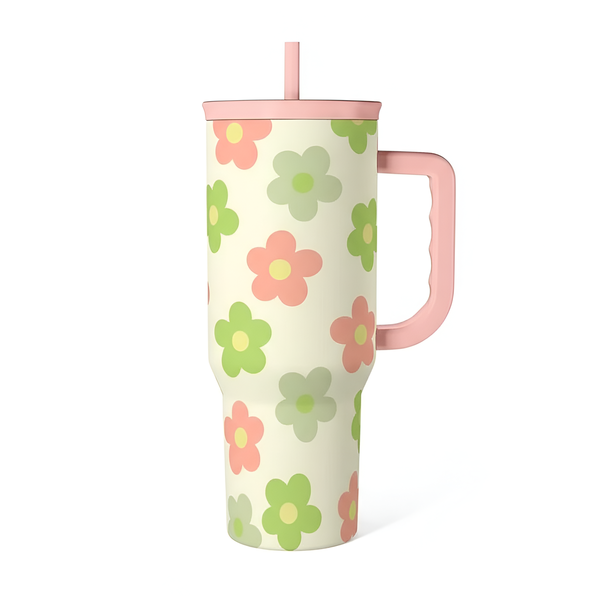  Tumbler with Handle & Straw, Easy-Clean, Cup Holder Friendly Base, Suitable for Outdoor Travel 