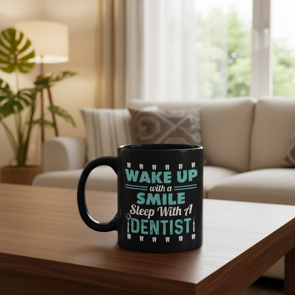 Wake Up With A Smile Sleep With A Dentist Text Printed Coffee Mug