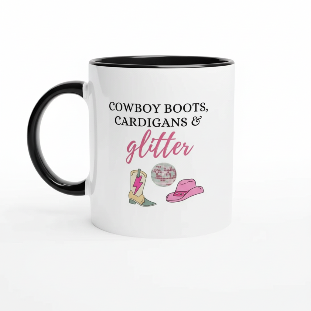 Cowboy Boots Cardigans Glitter Printed Mug