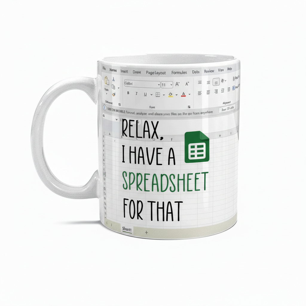Funny Accountant Coffee Mug Spreadsheet Humor Gift for CPA Finance Banker and Coworker
