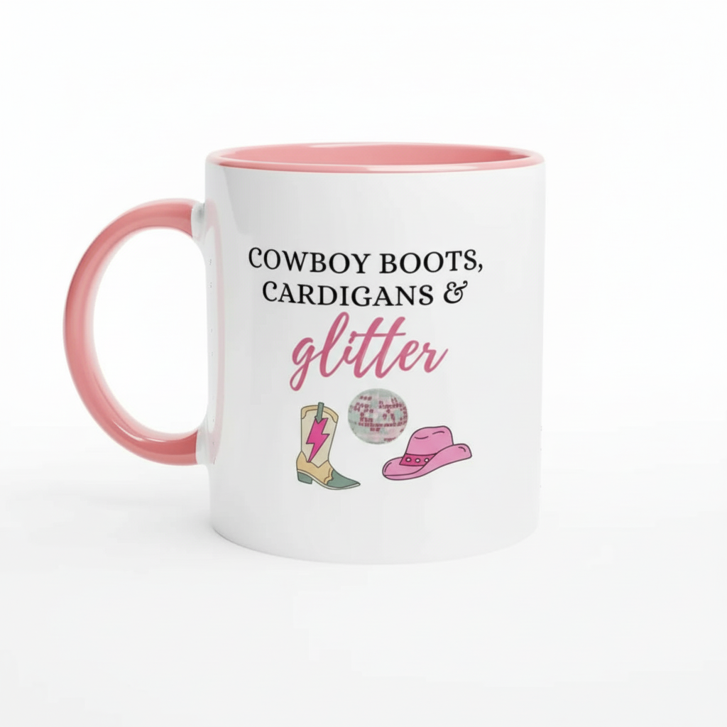 Cowboy Boots Cardigans Glitter Printed Mug