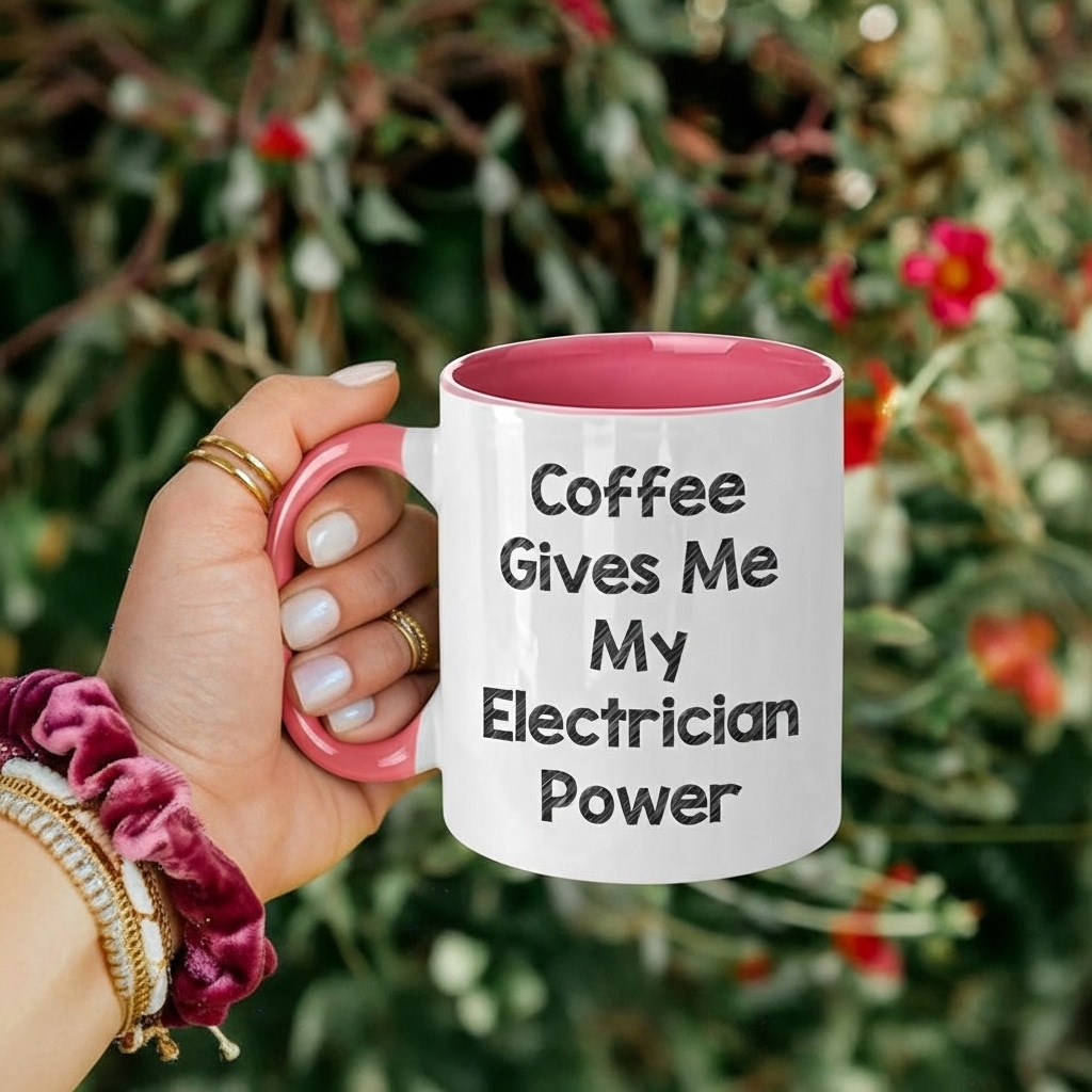 Amangny Electrician Two Tone Coffee Mug Funny Quote Gift for Electrician Graduation Open House