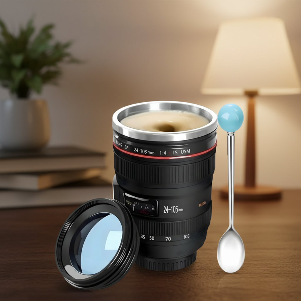 Photography Lover Camera Lens Coffee Mug Stainless Steel Gift
