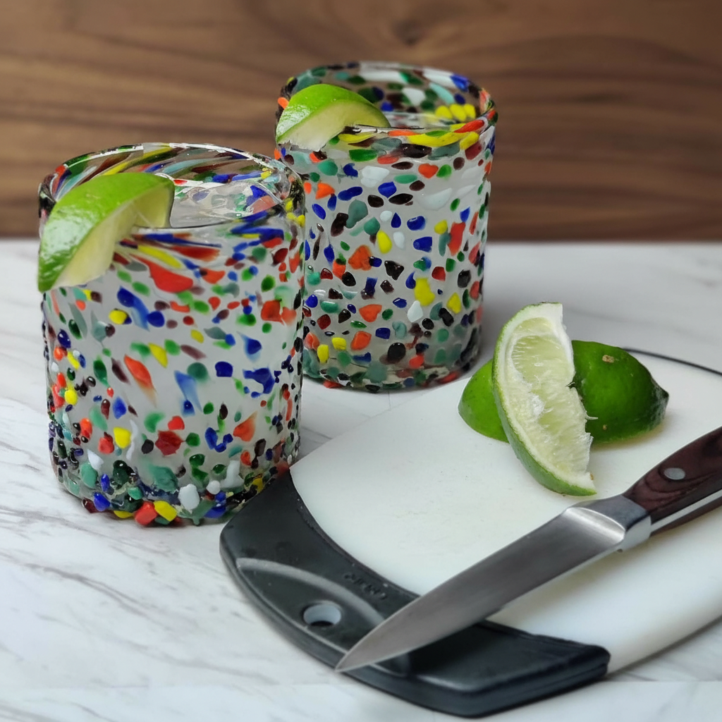 Set of 6 Confetti Rock Tumbler Glasses