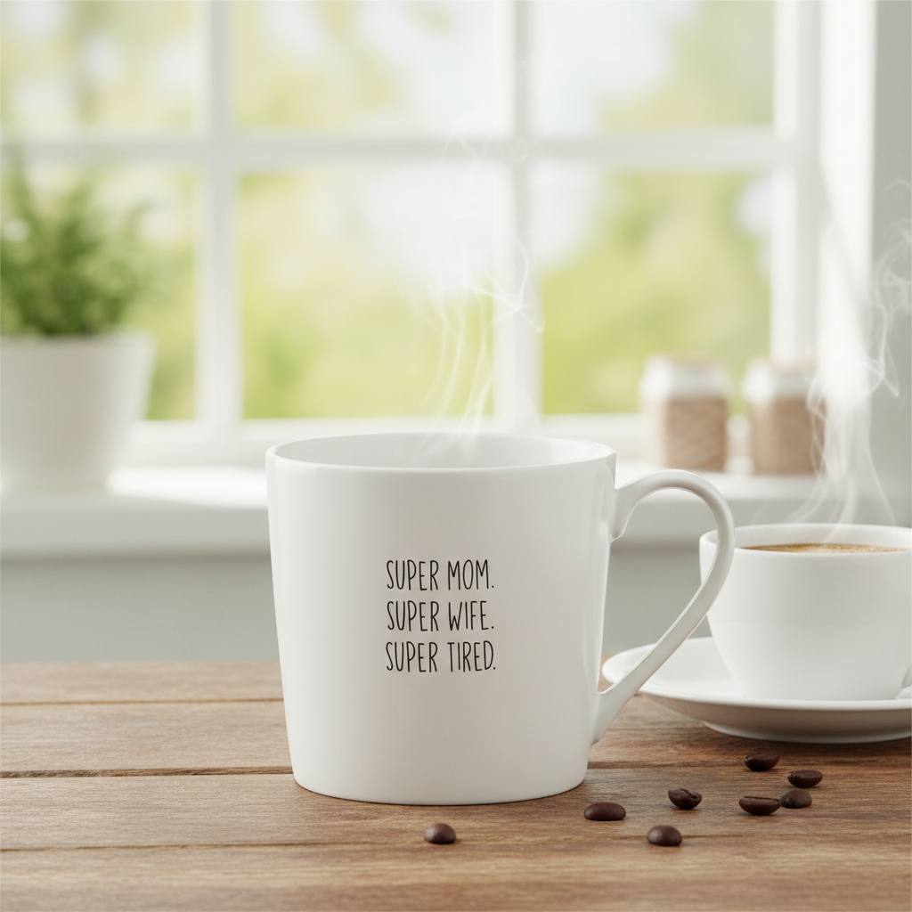 Ceramic Coffee Mug For Mom With Wife And Tired Funny Text