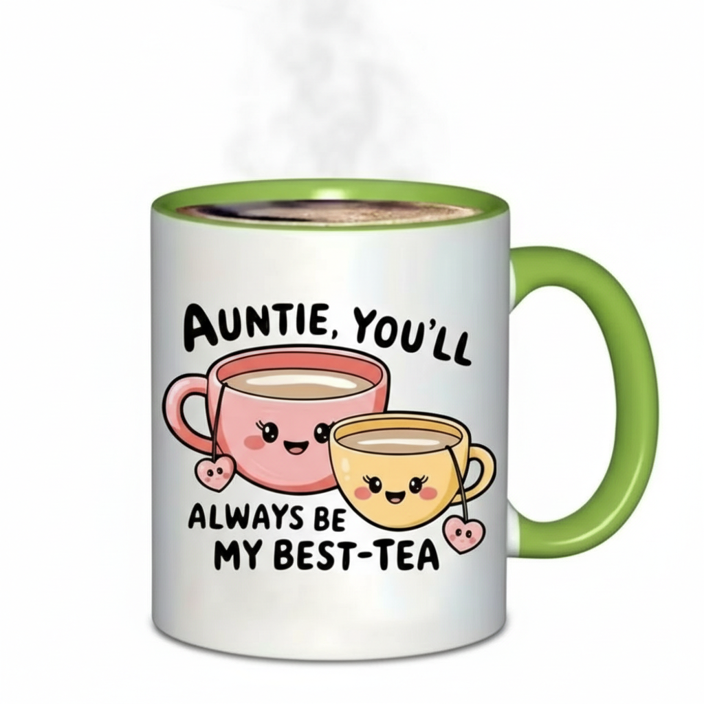 Auntie Tea Quote Print 11oz Ceramic Coffee Cup